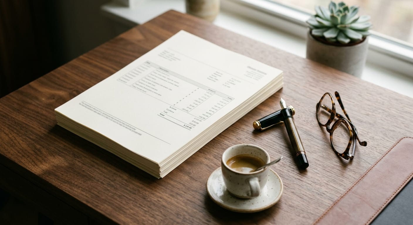Tax-invoice documents on a desk